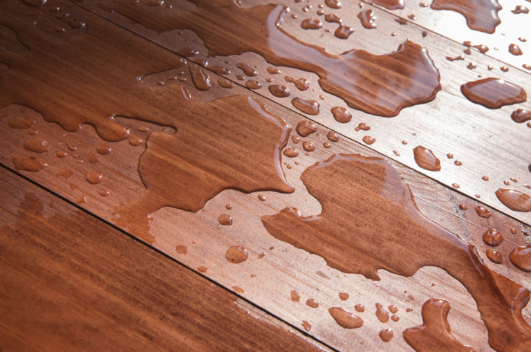 water seeping through wood floor