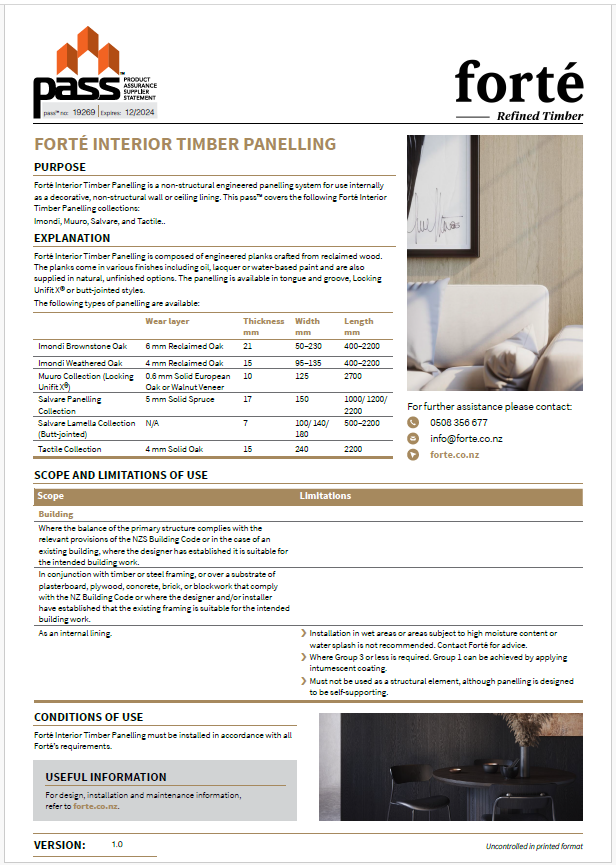 Forte Interior timber panelling PASS