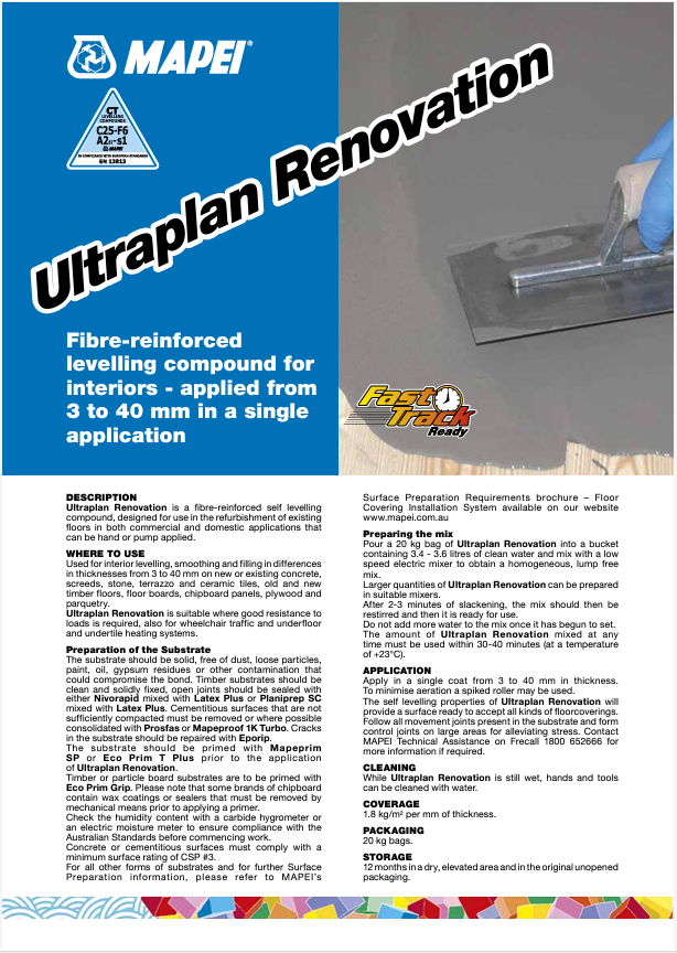 Mapei Technical Datasheet Ultraplan Renovation