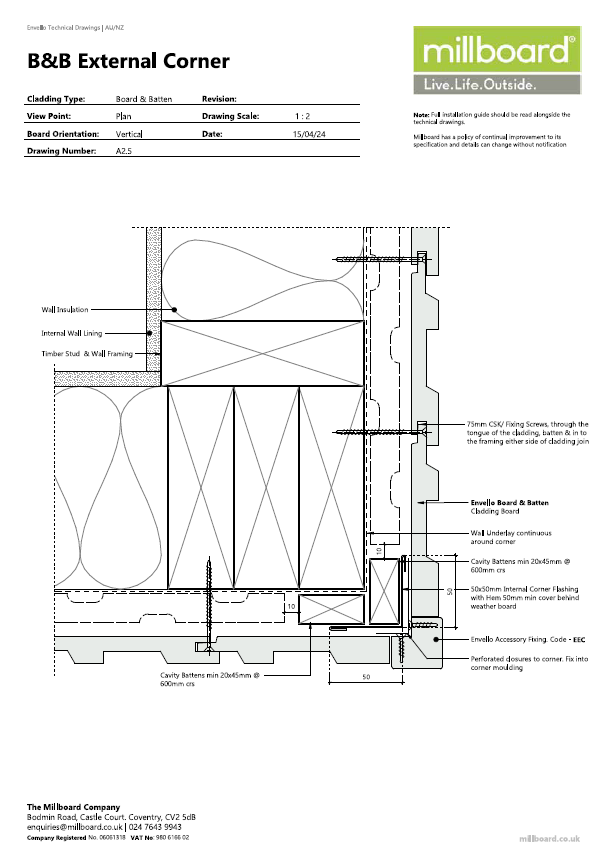 Millboard Detailing - B&B External Corner