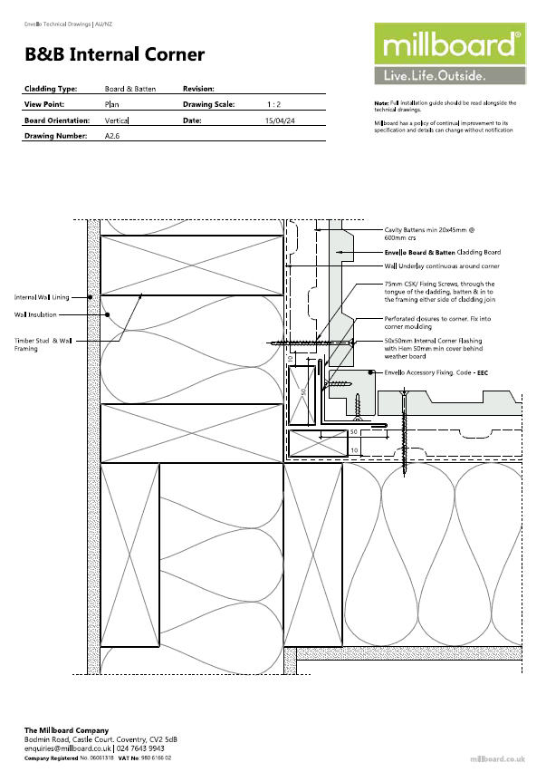 Millboard Detailing - B&B Internal Corner 