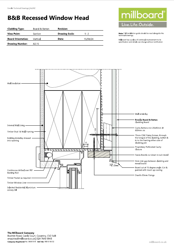 Millboard Detailing - B&B Recessed Window Head