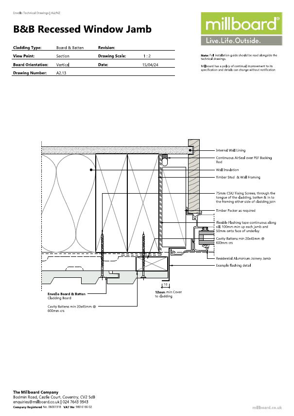 Millboard Detailing - B&B Recessed Window Jamb