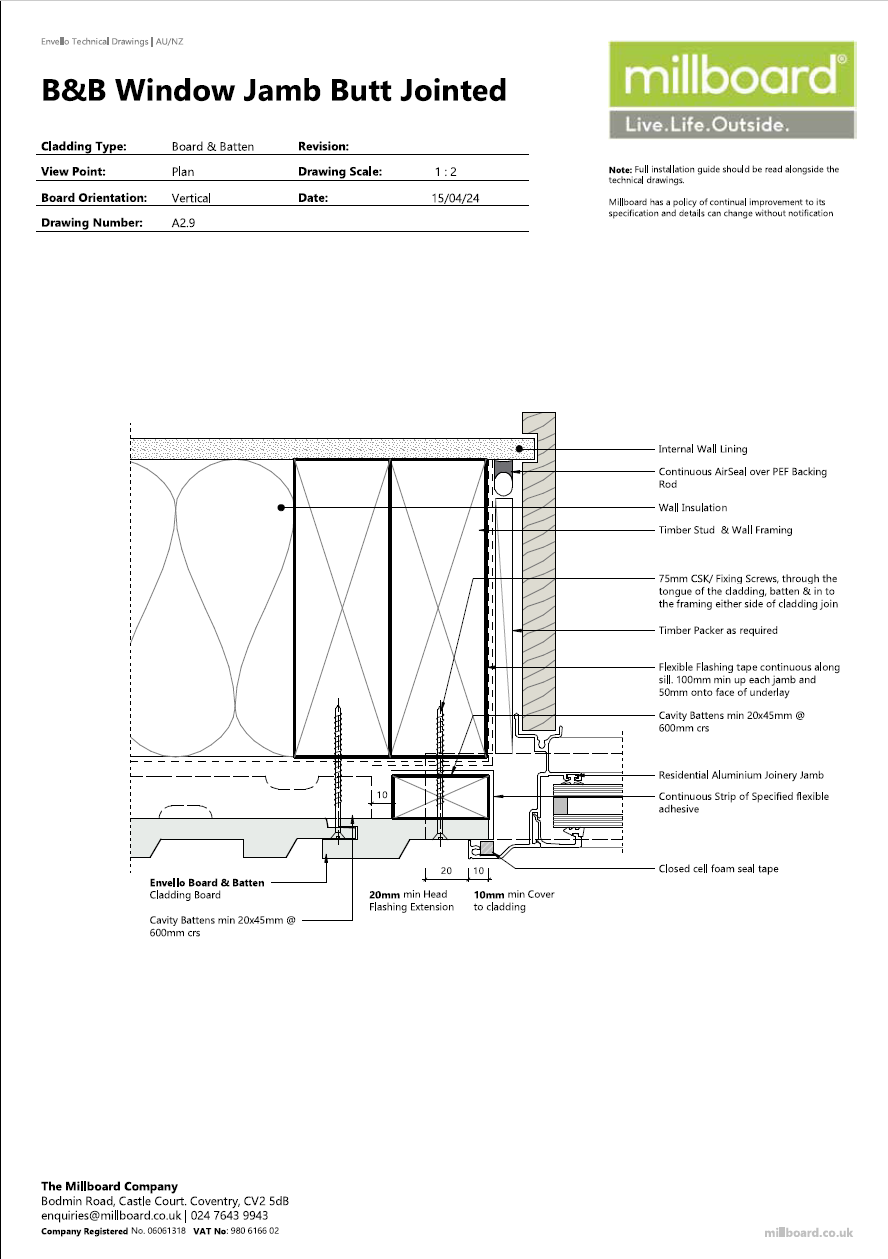 Millboard Detailing - B&B Window Jamb Butt Joined