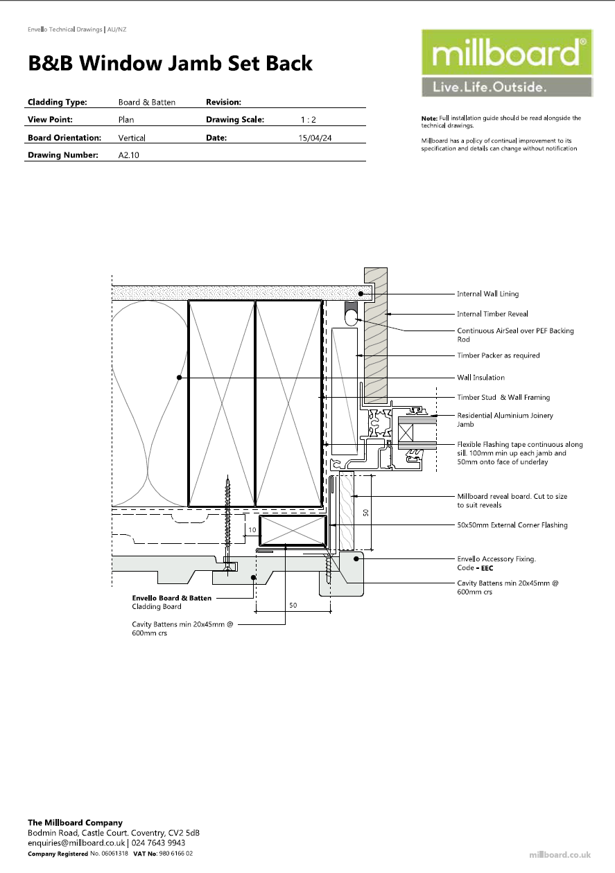 Millboard Detailing - B&B Window Jamb Set Back