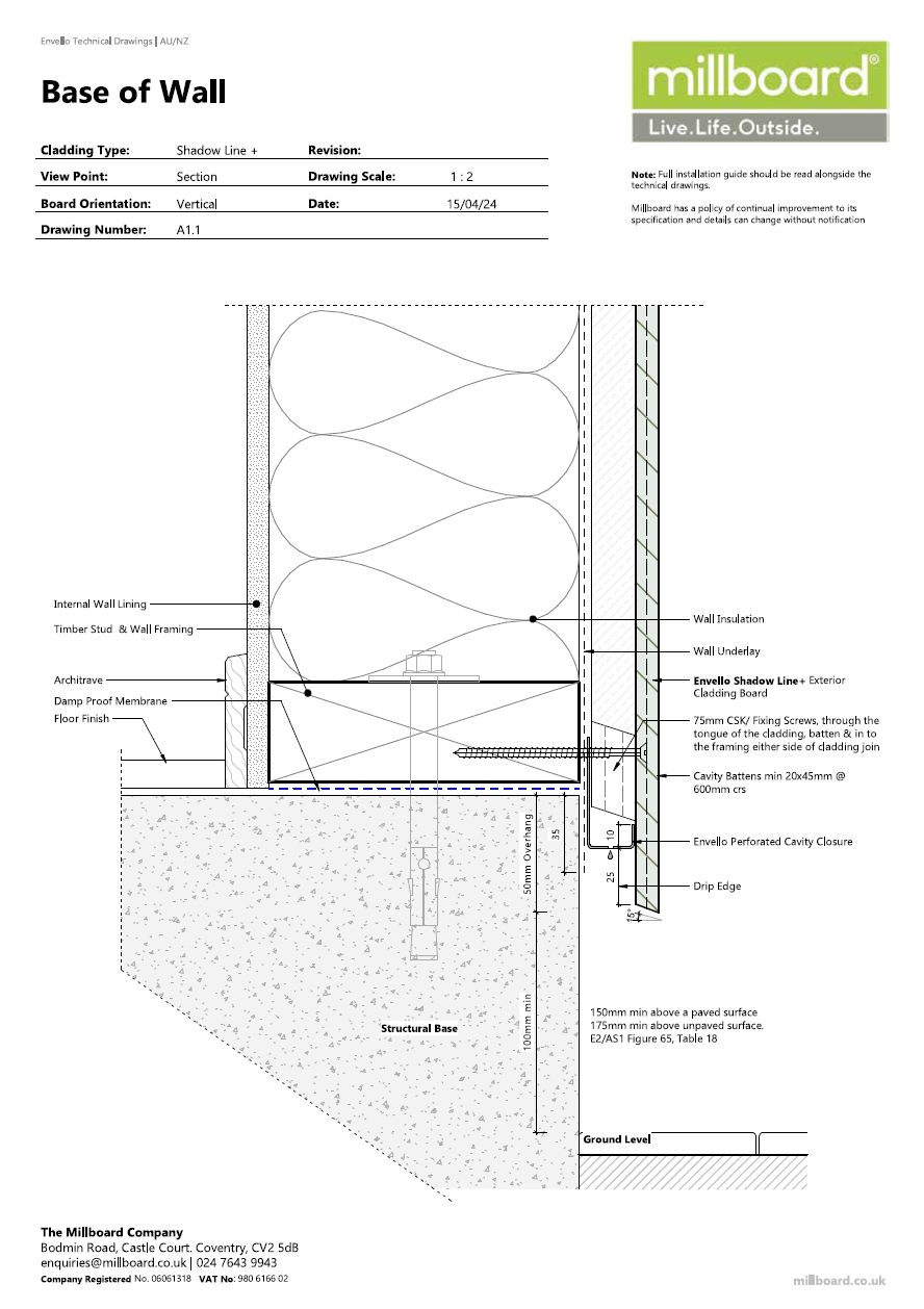 Millboard Detailing - Shadow Line Base of Wall