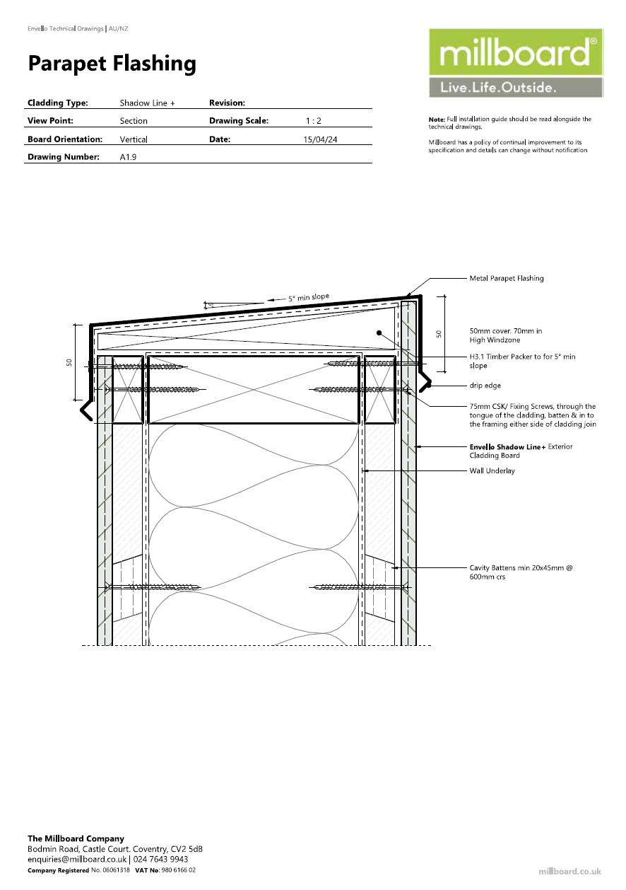 Millboard Detailing - Shadow Line Parapet Flashing