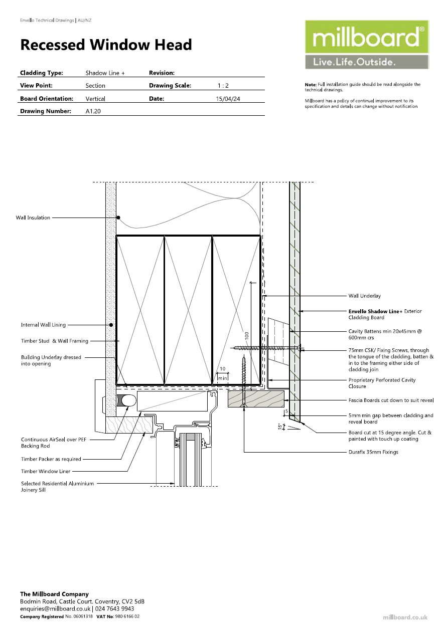 Millboard Detailing - Shadow Line Recessed Window Head