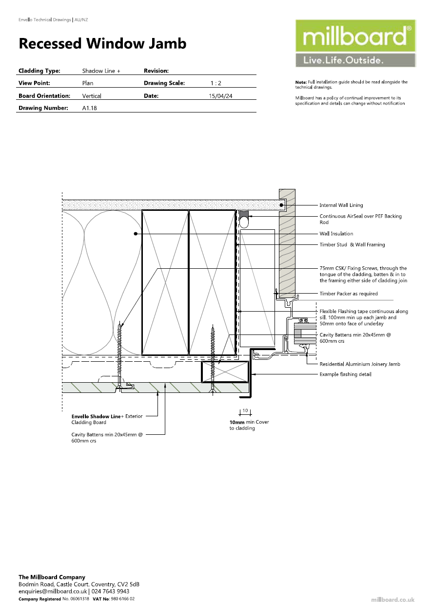 Millboard Detailing - Shadow Line Recessed Window Jamb