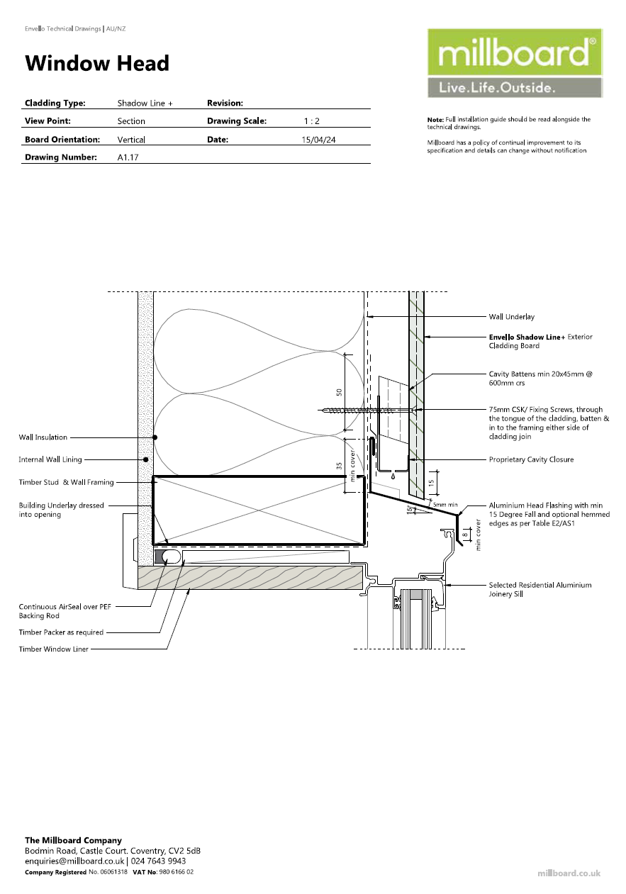 Millboard Detailing - Shadow Line Window Head