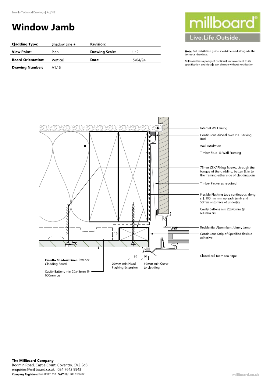 Millboard Detailing - Shadow Line Window Jamb