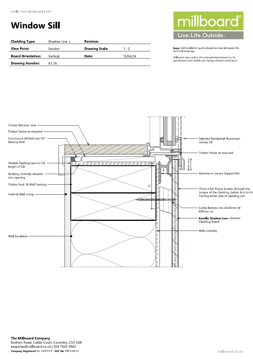 Millboard Detailing - Shadow Line Window Sill