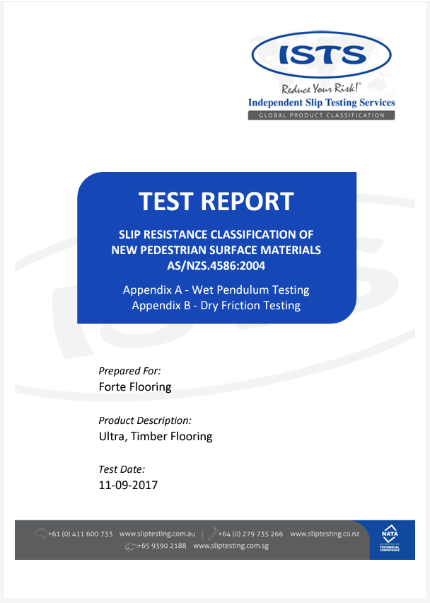 Ultra Slip Resistance Test Report