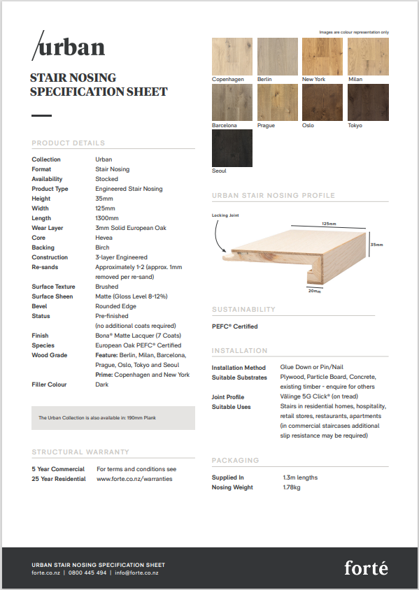 Urban Stair Nosing Specification Sheet